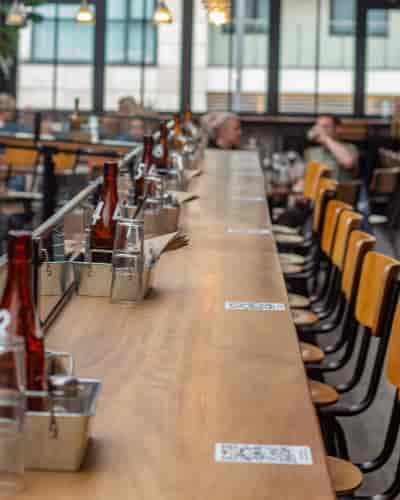 Modern dining space in Duke Street Market, perfect for casual meetings and networking.
