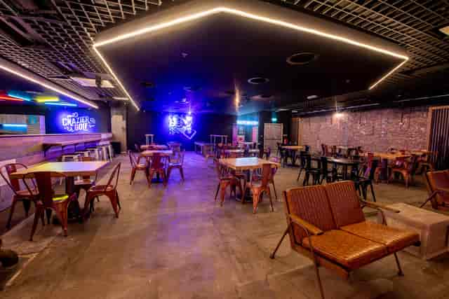 Boom Battle Bar event space with industrial decor, ideal for networking and social gatherings.