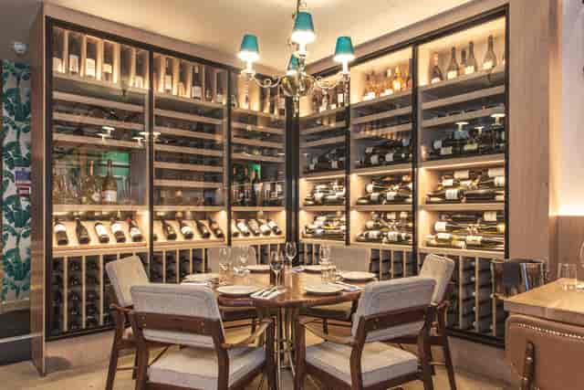 Elegant wine cellar in Meraki London, perfect for upscale events and wine tastings.