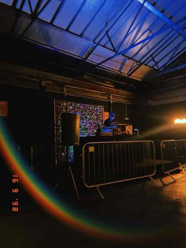 Vibrant DJ booth setup at SS2 Secret Space, perfect for energetic events and gatherings.