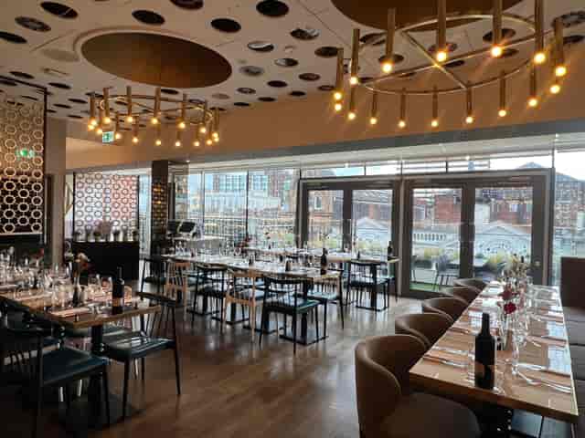 Elegant event space at Fourth Floor Brasserie, perfect for receptions and private dinners.