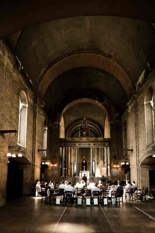 St Barnabas Church in Dalston, grand venue with soaring arches for elegant events.