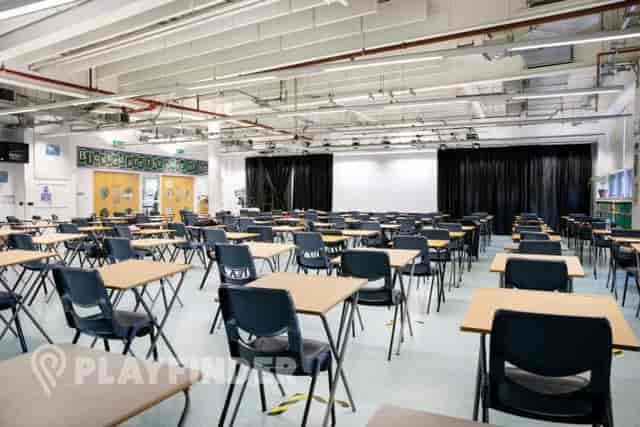 Main Hall at St Aloysius' College, spacious setup for conferences and seminars.