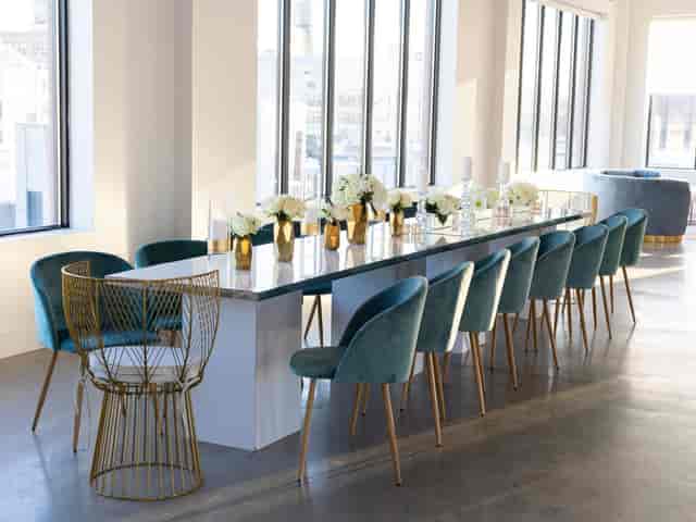 Modern meeting space with elegant seating for corporate events in The Bordone LIC.