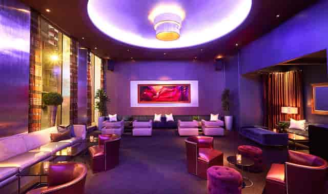 Semi-private VIP room at 48 Lounge, stylish seating for networking events and gatherings.