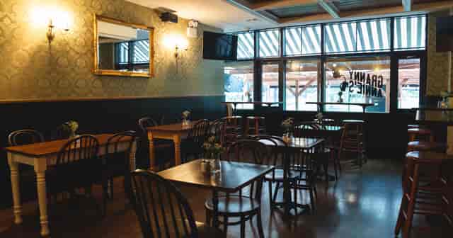 Cozy Granny Annies Main Bar with wooden decor, perfect for casual meetings and events.