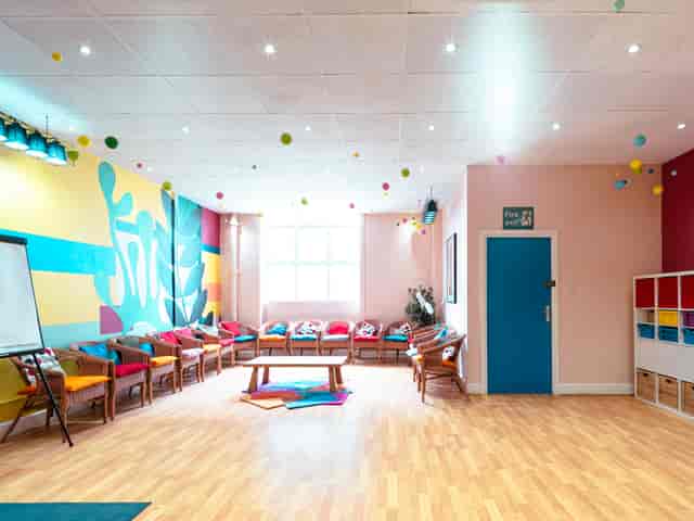 The Matisse London Art House breakout space with U-shaped seating for team building workshops.