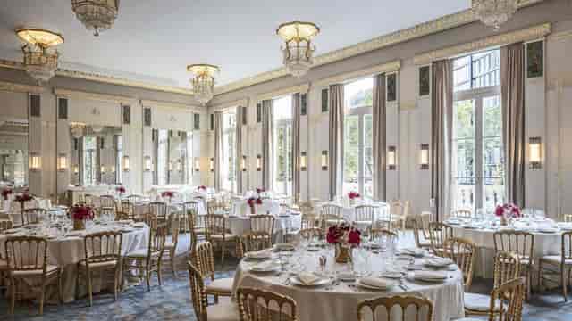 Elegant Cristal Ballroom in Lutetia Paris, perfect for weddings and corporate events.