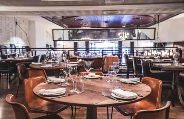 Stylish restaurant setting in Ibérica Canary Wharf, ideal for corporate dinners and gatherings.