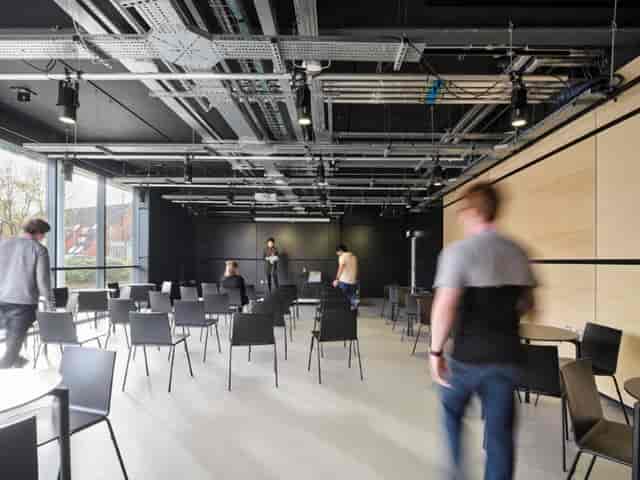 Modern event space in Contact Theatre, ideal for workshops and corporate meetings.