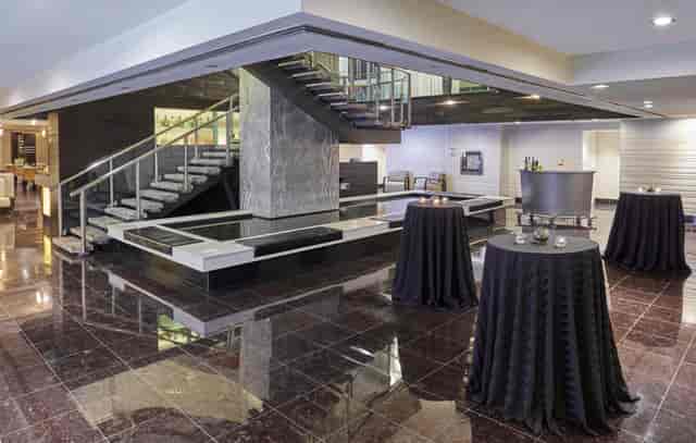 Modern event space in Hyatt Regency Toronto with polished marble floors for receptions.