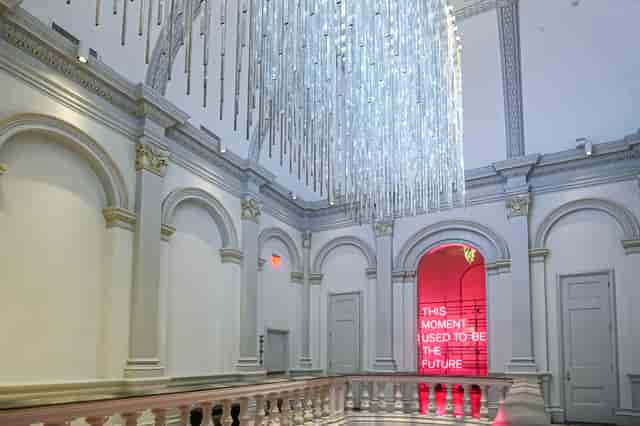 Elegant event space with chandelier at National Portrait Gallery, ideal for corporate gatherings.