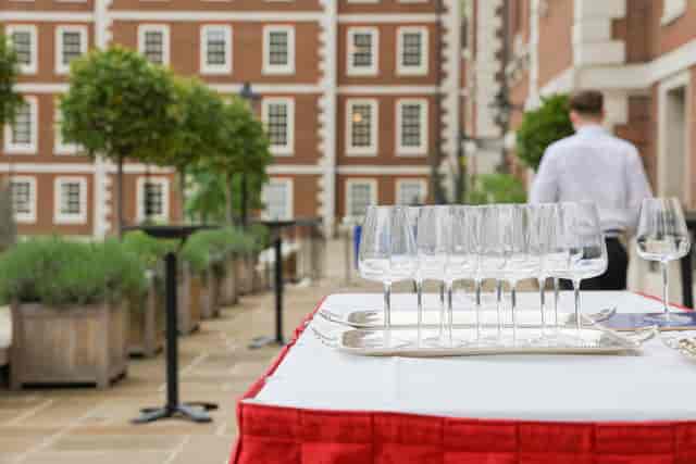 Elegant outdoor event space at The Terrace, perfect for networking receptions and cocktail hours.