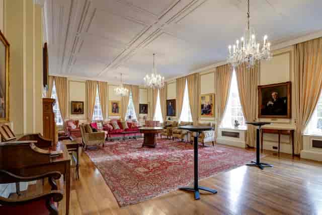 Inner Temple Drawing Room set for a luxury corporate reception with cocktail tables.