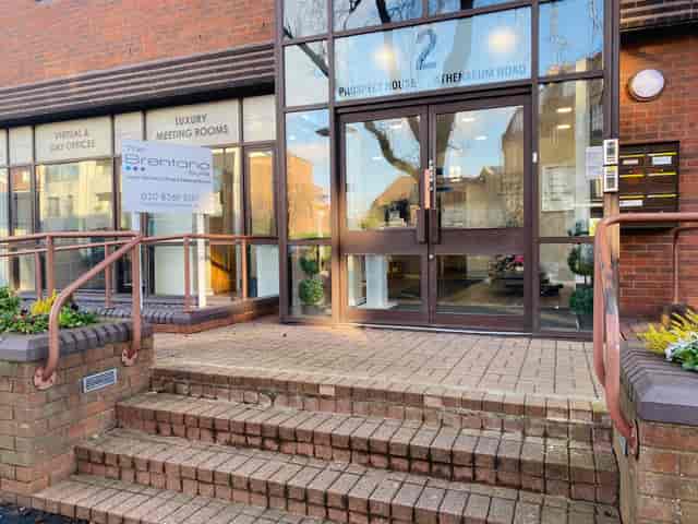 Modern entrance of Prospect House, luxury meeting venue with elegant greenery.