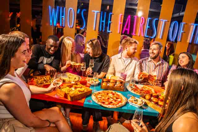 Vibrant venue hire in Fairgame for networking and social events with colorful decor.