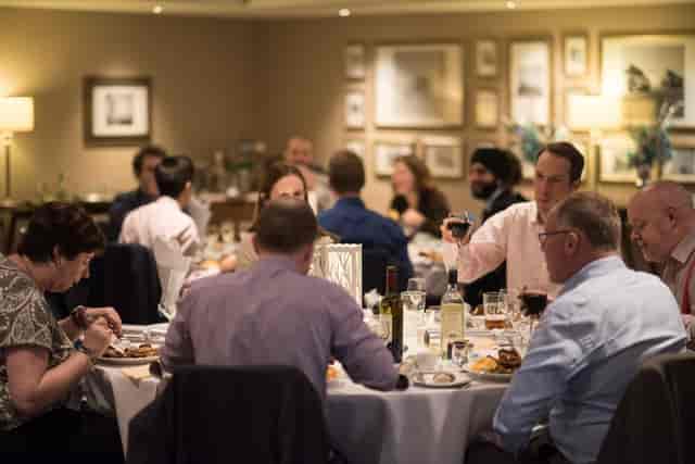 Christmas dinner event at Victory Services Club with elegant decor and networking opportunities.