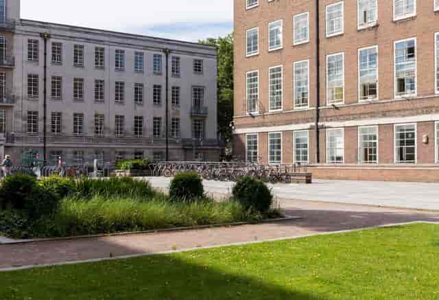 Torrington Square: versatile outdoor venue for networking events with lush greenery.