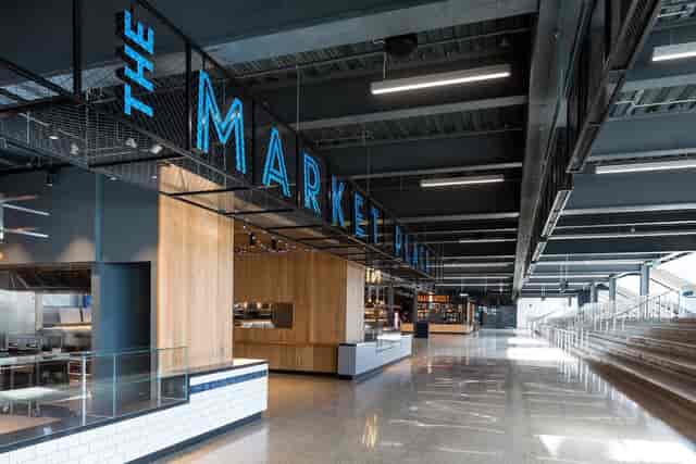 Modern Tottenham Hotspur Stadium Market Place, ideal for events with catering options.