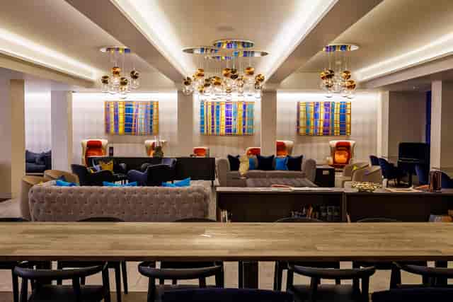 Modern lounge at One Moorgate Place, ideal for networking events and meetings.