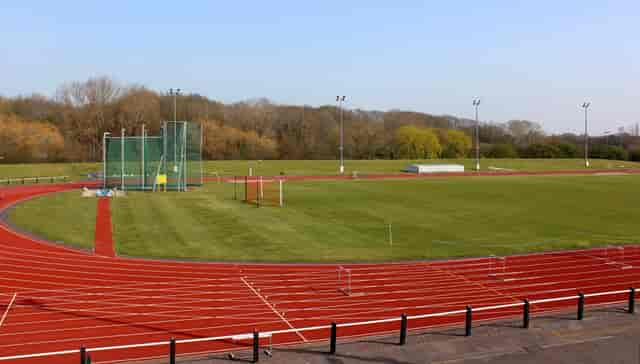 Athletics track in Basildon Sporting Village, ideal for outdoor sports events and competitions.