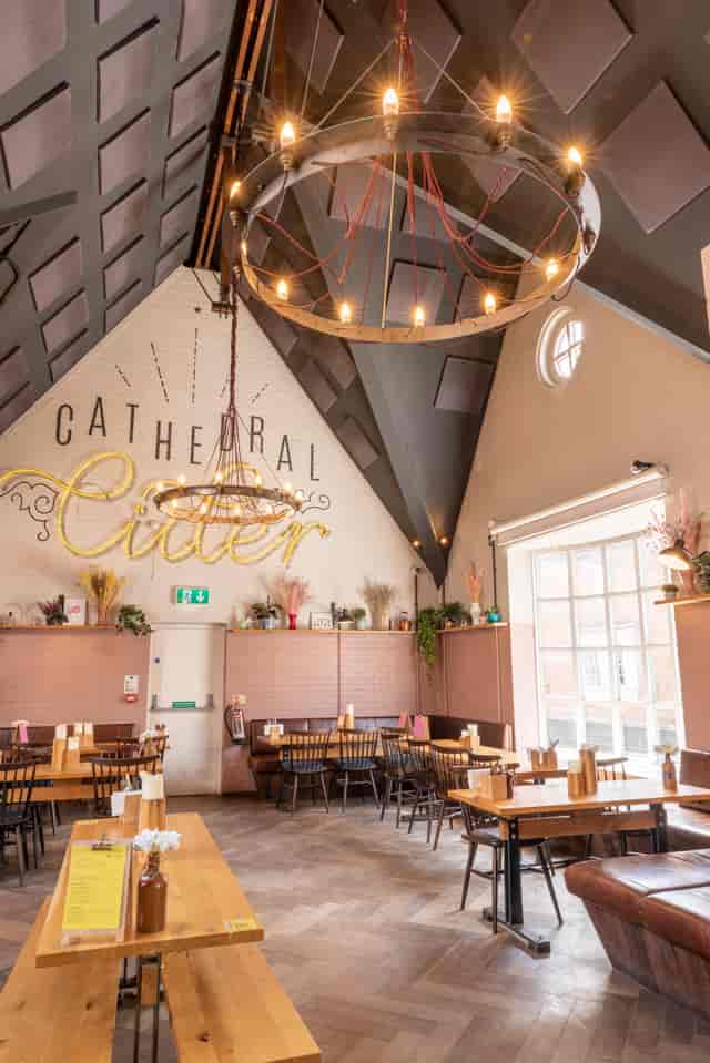 Stylish event space with high ceiling, ideal for weddings and celebrations at The Cathedral Loft.