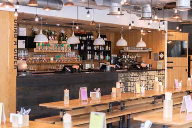 Modern venue hire in Cardiff with stylish lighting, perfect for social events.