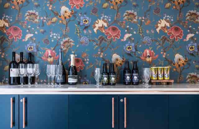 Stylish beverage station at Covent Garden, perfect for events and celebrations.