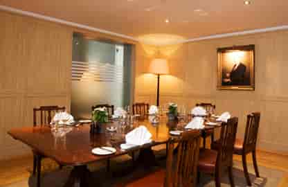 Elegant private dining room at 1 Wimpole Street for exclusive events and meetings.