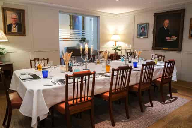 Elegant private dining room at 1 Wimpole Street for corporate events and intimate gatherings.
