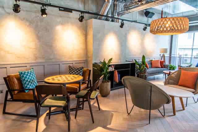 Stylish lounge area in Babel Beerhouse, perfect for networking events and meetings.
