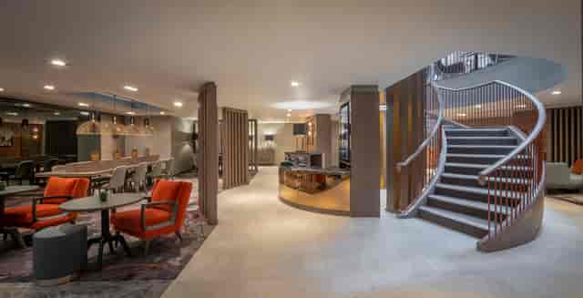 Modern lobby at Clayton Hotel Bristol City, ideal for meetings and events.
