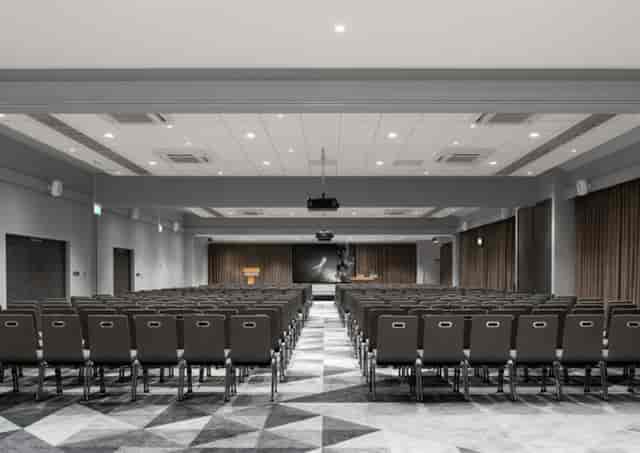Conference room at Rosewood - Woodlands, Wyboston Lakes, ready for professional events.