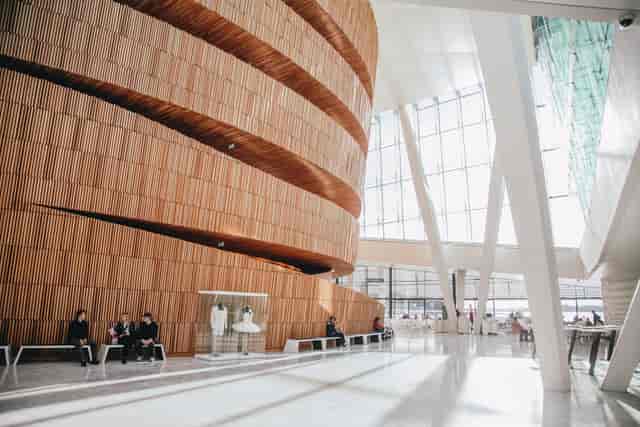 Modern conference room with wooden accents in Oslo Opera House, ideal for events.