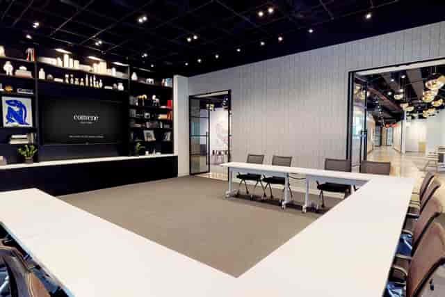 Modern meeting room with U-shaped table for presentations and workshops at Convene 237 Park Avenue.