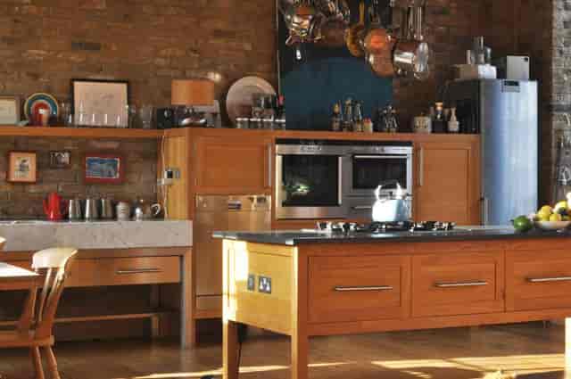 Modern kitchen in Shoreditch event space for gatherings and cooking classes.