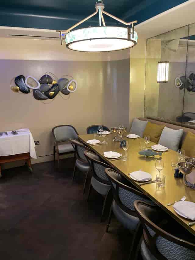Elegant semi-private dining room at Casa Matilde for meetings and events.