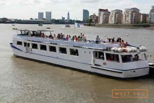 Spacious event boat on the Thames, ideal for corporate gatherings and social events.