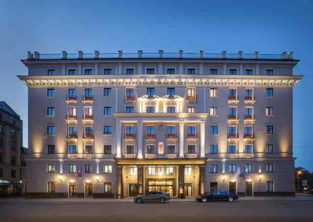Elegant Grand Hotel Kempinski Riga facade, ideal for upscale events and meetings.