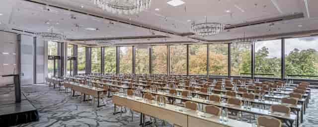Spacious meeting room at Zurich Marriott Hotel, ideal for conferences and events.