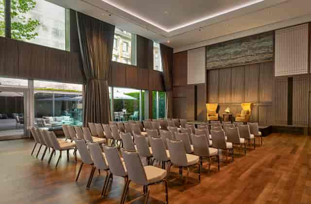 "Ballroom 3 at Park Hyatt Zurich, modern event space for presentations and networking."