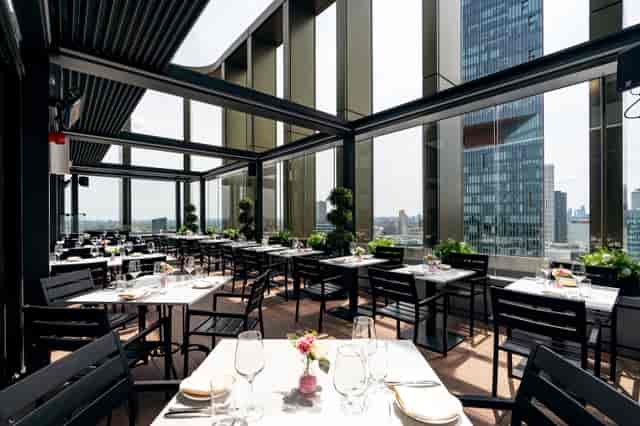 Stylish STK Rooftop venue with panoramic views for upscale events and gatherings.