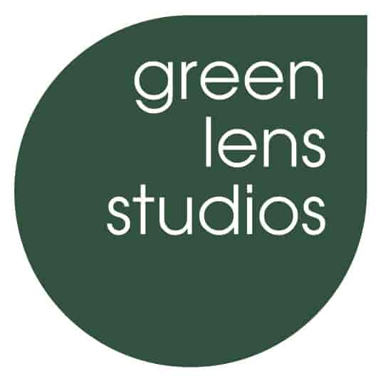 Green Lens Studio logo, showcasing sustainability for eco-friendly events in North London.