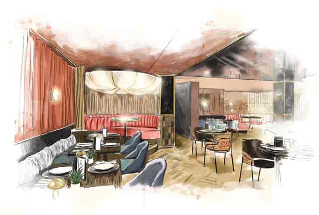 Main Restaurant and Terrace in Canary Wharf, elegant event space for networking and private dinners.