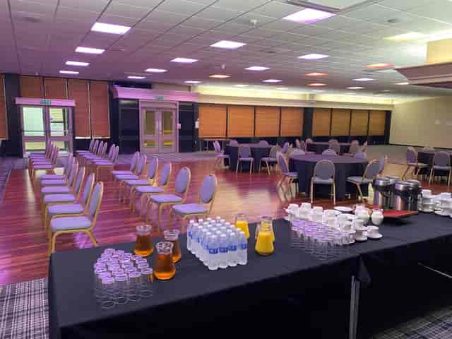 Events Hall in The Heath Business Park with arranged chairs for meetings and gatherings.