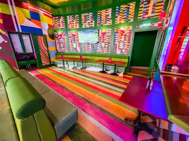 Vibrant event space at The Arena, ideal for casual gatherings and creative meetings.
