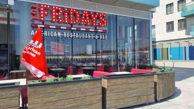 TGI Fridays Brighton Marina outdoor venue with vibrant seating for events and gatherings.