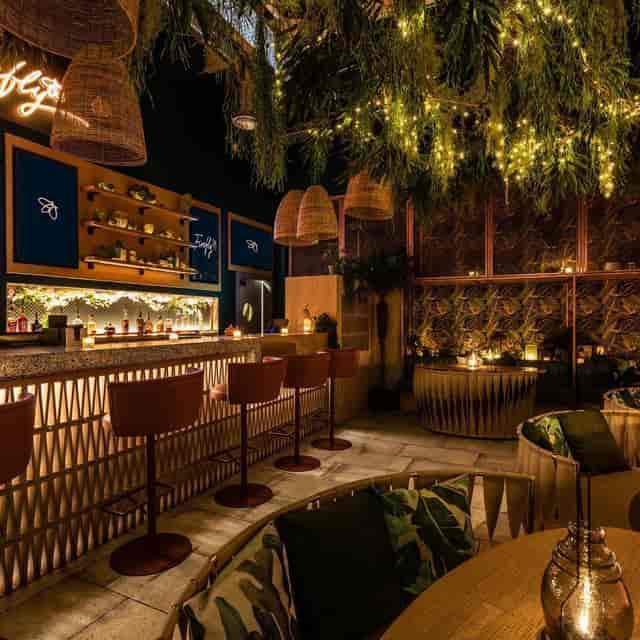 Stylish bar area in Firefly venue, perfect for cocktail receptions and networking events.