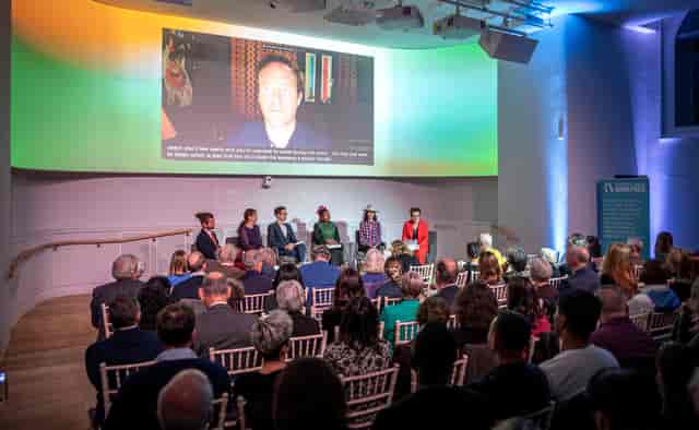 Hybrid panel discussion, London, event.