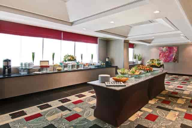 Elegant event space at DoubleTree Toronto with buffet setup for conferences and networking.